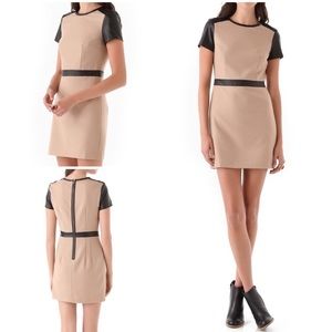 🖤 Club Monaco Sybil Wool & Leather Trim Dress